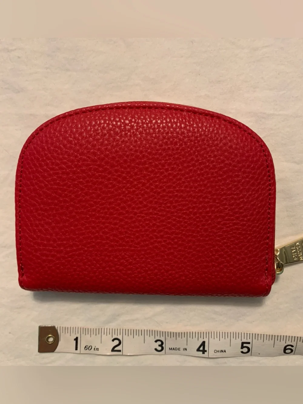 Steve Madden Red Pebbled Coin Wallet with Gold Hardware